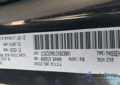 2012 Dodge Avenger Se z USA, uszkodzony, nr VIN 1C3CDZAB1CN323801